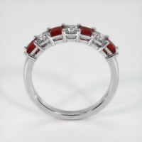 14K White Gold Ruby and Diamond Prong Wedding Band Image