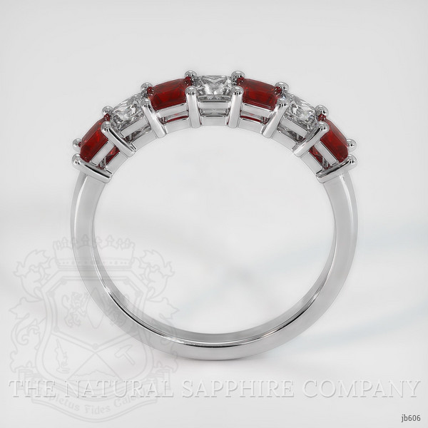 14K White Gold Ruby and Diamond Prong Wedding Band