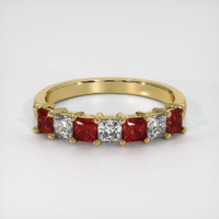 14K Yellow Gold Ruby and Diamond Prong Wedding Band Video
