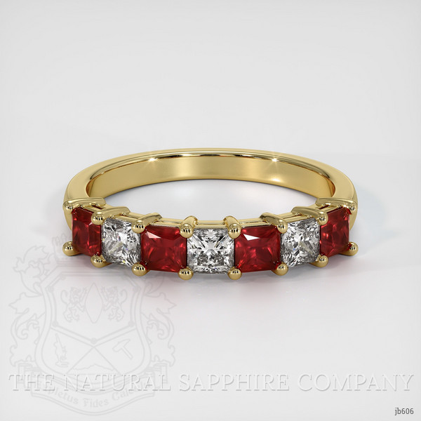 14K Yellow Gold Ruby and Diamond Prong Wedding Band