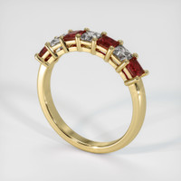 14K Yellow Gold Ruby and Diamond Prong Wedding Band Image