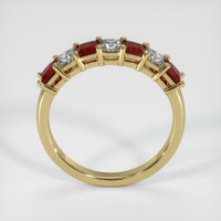 14K Yellow Gold Ruby and Diamond Prong Wedding Band Image