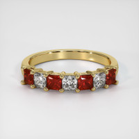 18K Yellow Gold Ruby and Diamond Prong Wedding Band Video