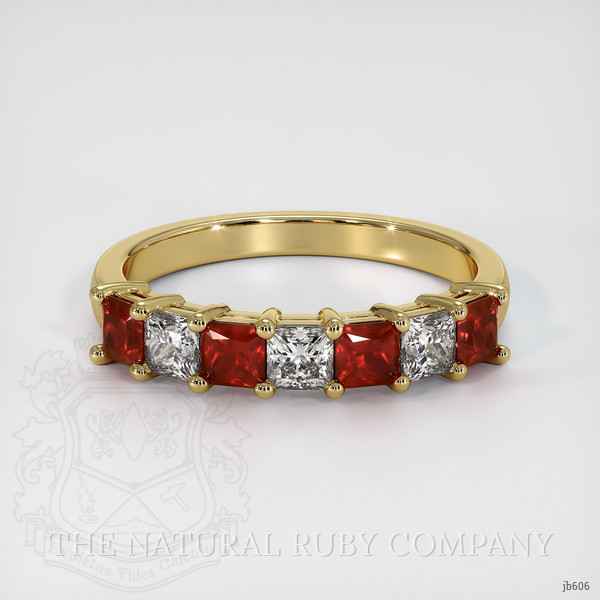 18K Yellow Gold Ruby and Diamond Prong Wedding Band