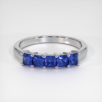 Platinum 950 Blue Sapphire Prong Wedding Band Video