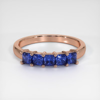 14K Rose Gold Blue Sapphire Prong Wedding Band Video
