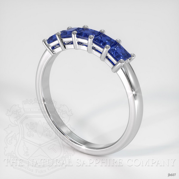 14K White Gold Blue Sapphire Prong Wedding Band