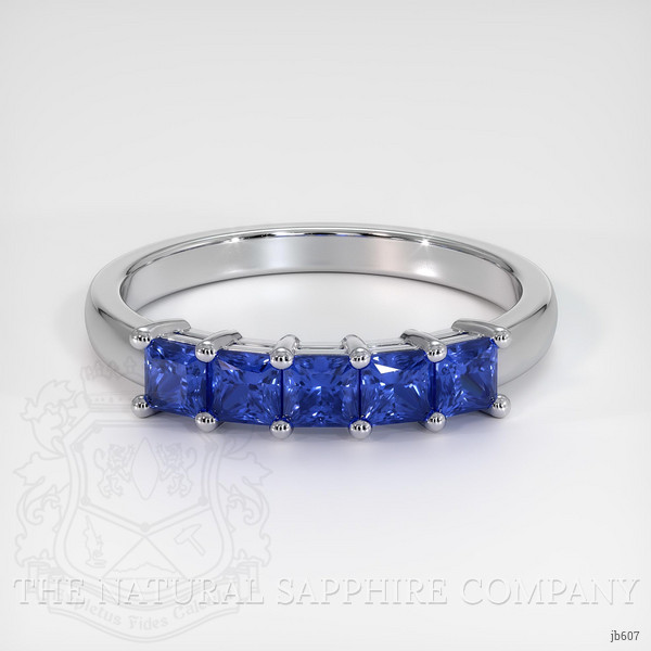 18K White Gold Blue Sapphire Prong Wedding Band