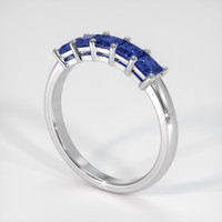 18K White Gold Blue Sapphire Prong Wedding Band Image