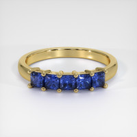 18K Yellow Gold Blue Sapphire Prong Wedding Band Video