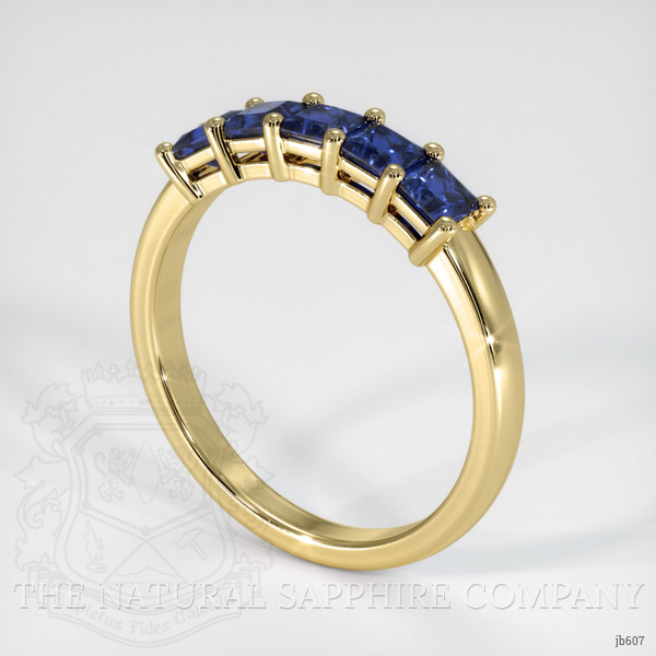 18K Yellow Gold Blue Sapphire Prong Wedding Band