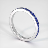 14K White Gold Blue Sapphire Eternity Wedding Band Image