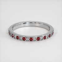 14K White Gold Ruby and Diamond Pave Wedding Band Video