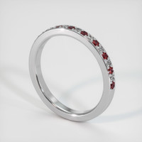 14K White Gold Ruby and Diamond Pave Wedding Band Image