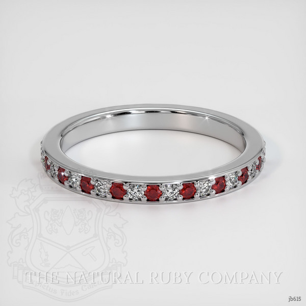 18K White Gold Ruby and Diamond Pave Wedding Band