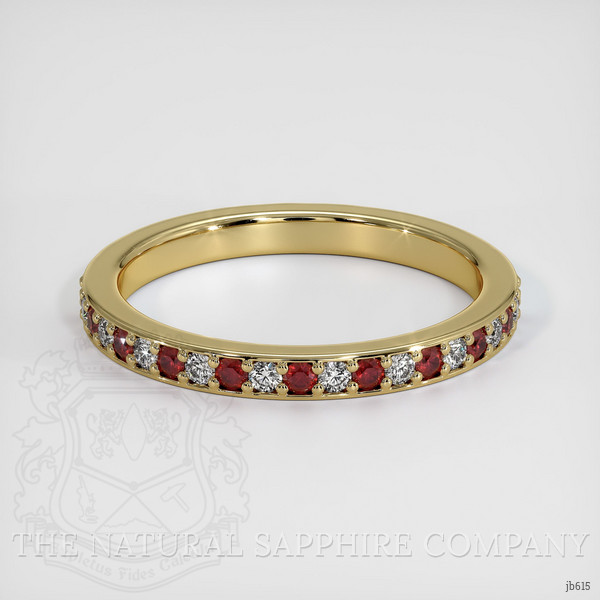 14K Yellow Gold Ruby and Diamond Pave Wedding Band