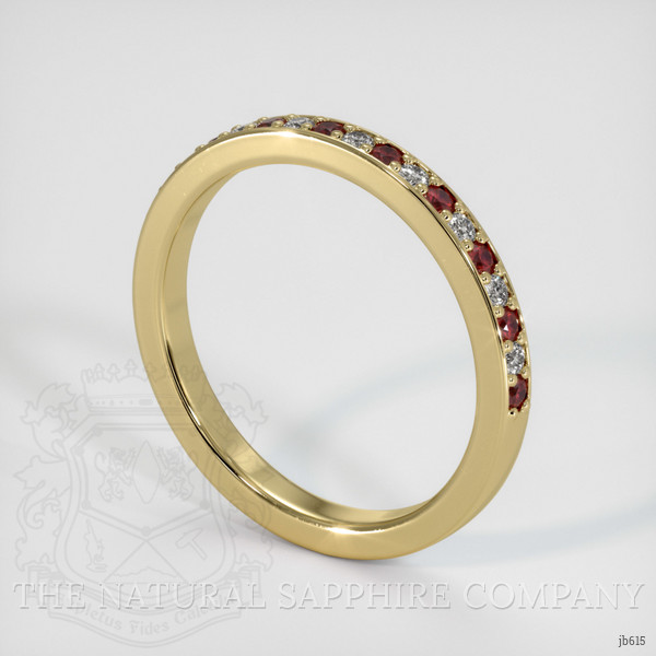 14K Yellow Gold Ruby and Diamond Pave Wedding Band