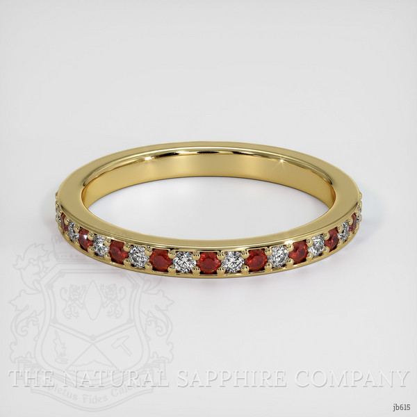 18K Yellow Gold Ruby and Diamond Pave Wedding Band