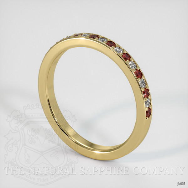 18K Yellow Gold Ruby and Diamond Pave Wedding Band