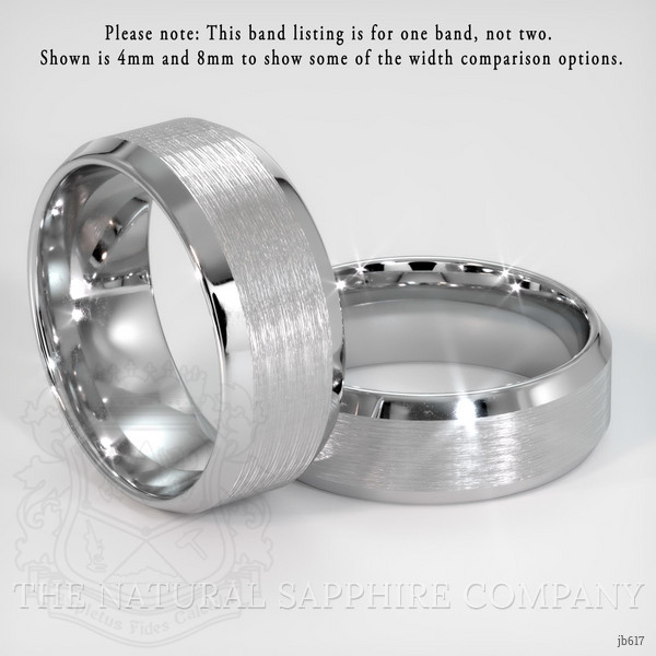 18K White Gold Men's Plain Band