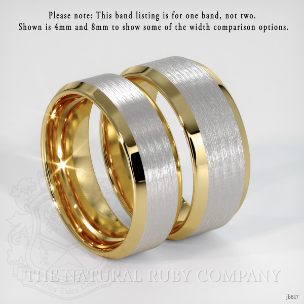 14K White & Yellow Men's Plain Band