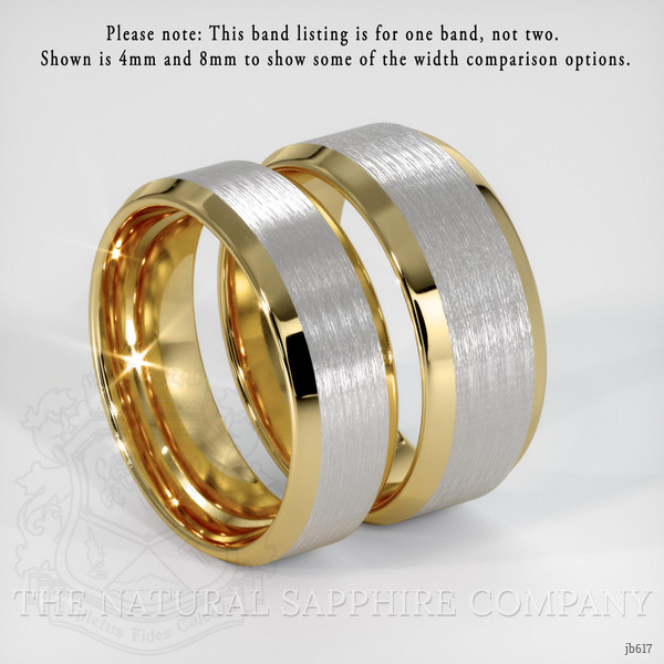 18K White & Yellow Men's Plain Band