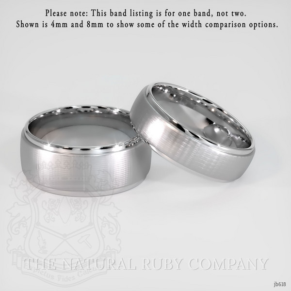 18K White Gold Men's Plain Band