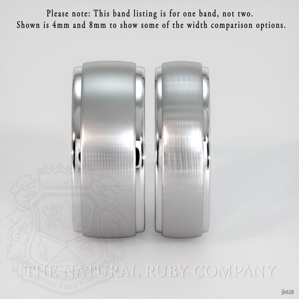 18K White Gold Men's Plain Band