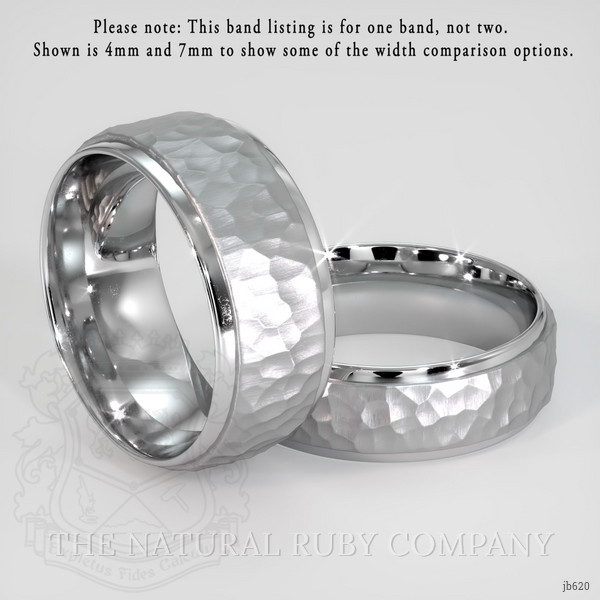18K White Gold Men's Plain Band