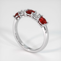 14K White Gold Ruby and Diamond Prong Wedding Band Image