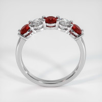 14K White Gold Ruby and Diamond Prong Wedding Band Image