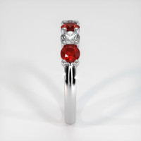 14K White Gold Ruby and Diamond Prong Wedding Band Image