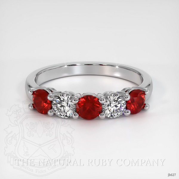 18K White Gold Ruby and Diamond Prong Wedding Band