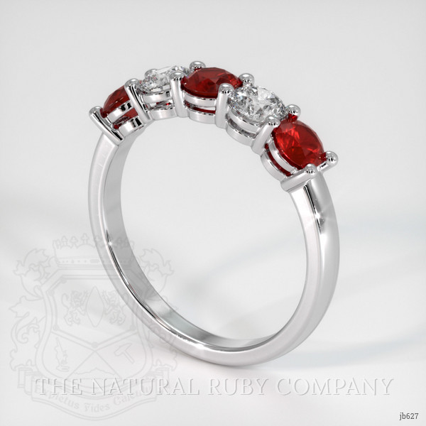 18K White Gold Diamond and Ruby Prong Wedding Band