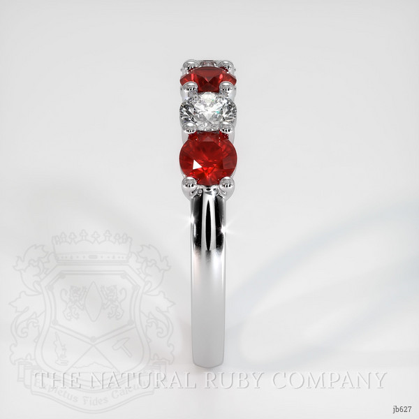 18K White Gold Diamond and Ruby Prong Wedding Band