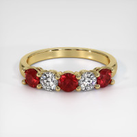14K Yellow Gold Ruby and Diamond Prong Wedding Band Video