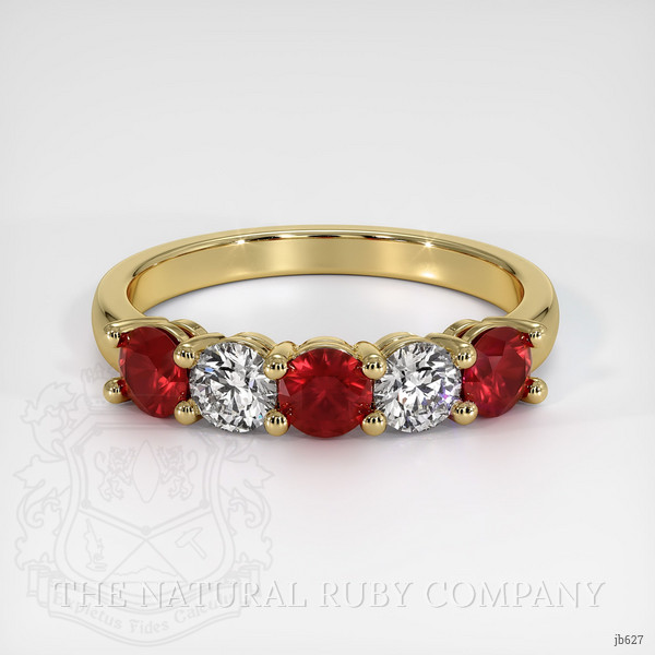 14K Yellow Gold Diamond and Ruby Prong Wedding Band