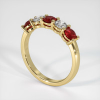14K Yellow Gold Ruby and Diamond Prong Wedding Band Image