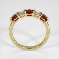 14K Yellow Gold Ruby and Diamond Prong Wedding Band Image