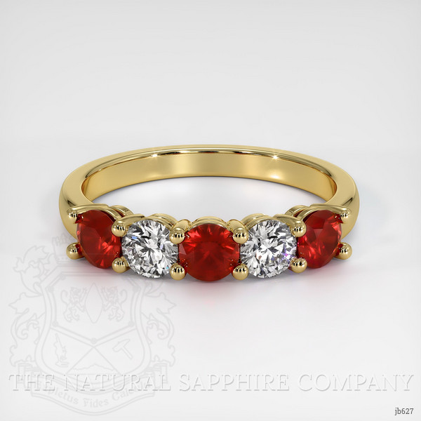 18K Yellow Gold Ruby and Diamond Prong Wedding Band
