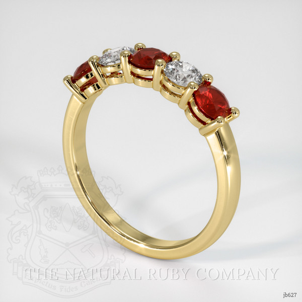 18K Yellow Gold Diamond and Ruby Prong Wedding Band