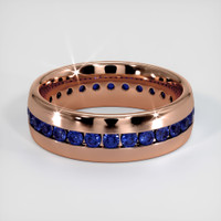 14K Rose Gold Blue Sapphire Men's Wedding Band Video