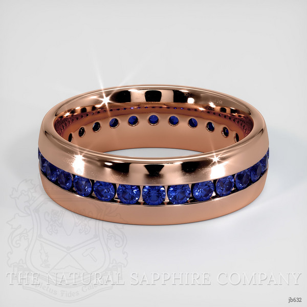 14K Rose Gold Blue Sapphire Men's Wedding Band