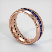 14K Rose Gold Blue Sapphire Men's Wedding Band Image