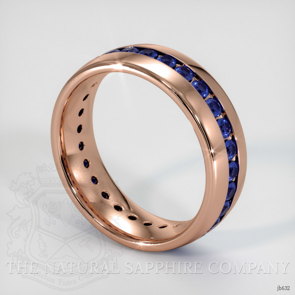 14K Rose Gold Blue Sapphire Men's Wedding Band
