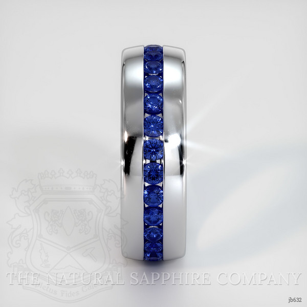 14K White Gold Blue Sapphire Men's Wedding Band
