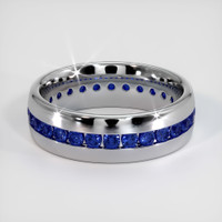 18K White Gold Blue Sapphire Men's Wedding Band Video