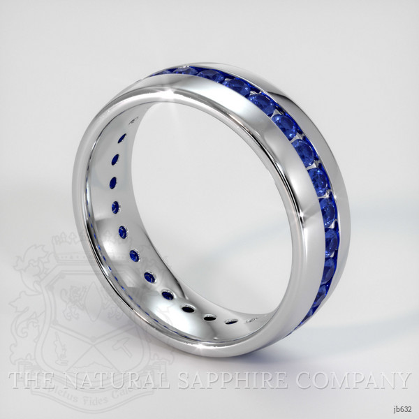 18K White Gold Blue Sapphire Men's Wedding Band