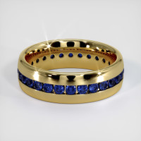 14K Yellow Gold Blue Sapphire Men's Wedding Band Video