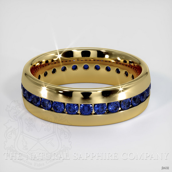 14K Yellow Gold Blue Sapphire Men's Wedding Band